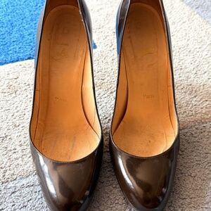 Christian Louboutin Dark Brown Patent Leather Pumps - Size 37.5